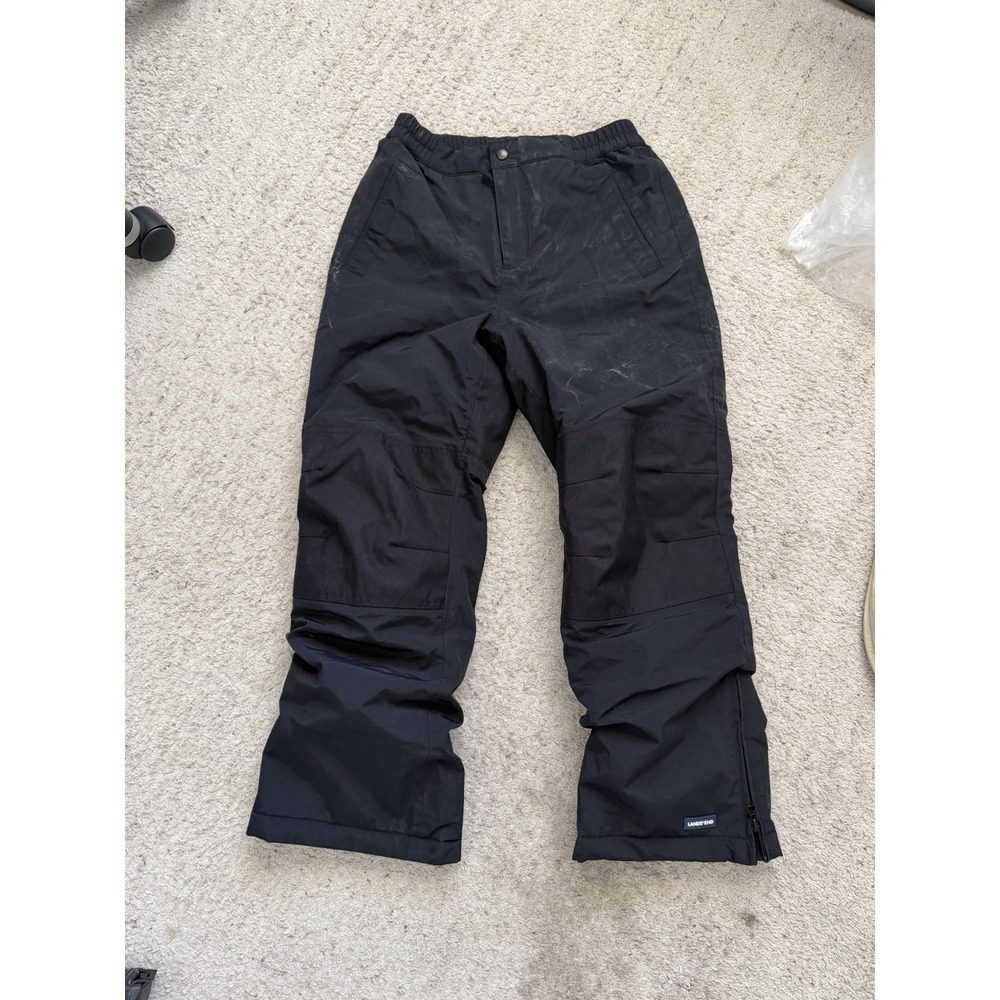 Lands' End Kids Snow Pants Black Size 10 24" Inseam Skiing Snowboarding Winter